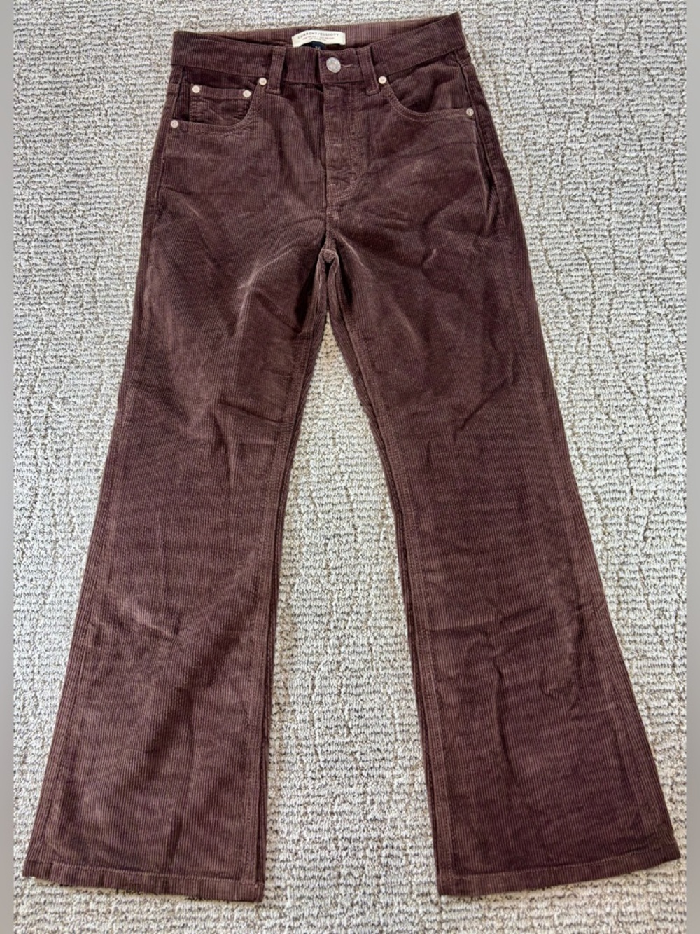 NEW‎ Current/Elliott Women’s Size 26 Bitter Chocolate Corduroy The Kick Jeans
